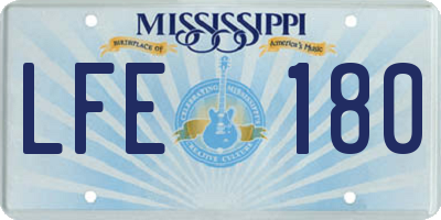 MS license plate LFE180