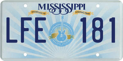 MS license plate LFE181