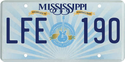 MS license plate LFE190