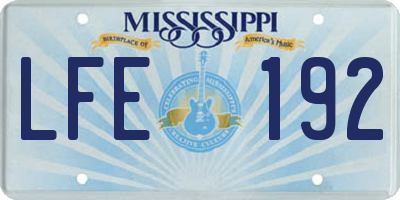 MS license plate LFE192