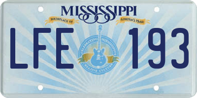 MS license plate LFE193