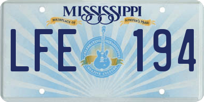 MS license plate LFE194