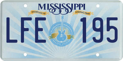 MS license plate LFE195