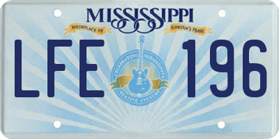 MS license plate LFE196