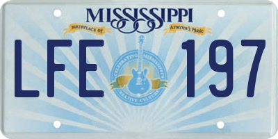 MS license plate LFE197