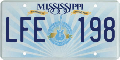 MS license plate LFE198