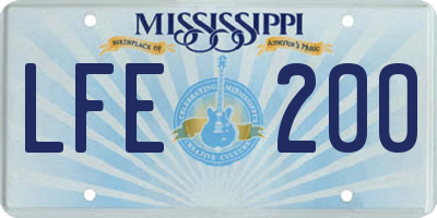 MS license plate LFE200