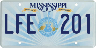 MS license plate LFE201