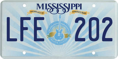 MS license plate LFE202