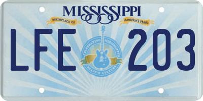 MS license plate LFE203