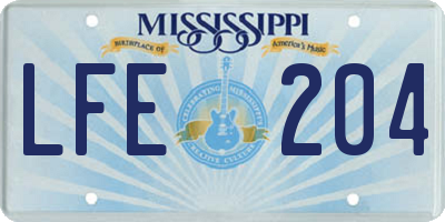 MS license plate LFE204