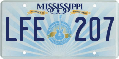 MS license plate LFE207
