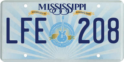 MS license plate LFE208