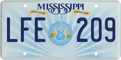 MS license plate LFE209