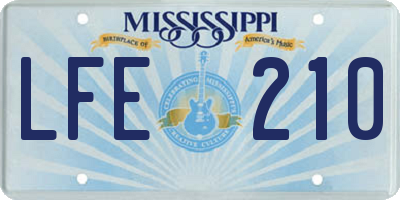 MS license plate LFE210