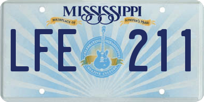 MS license plate LFE211