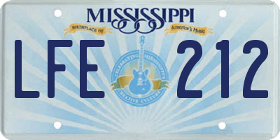 MS license plate LFE212
