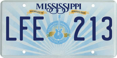 MS license plate LFE213