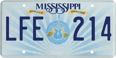 MS license plate LFE214