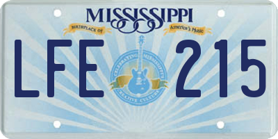 MS license plate LFE215