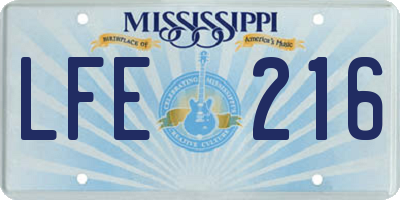 MS license plate LFE216