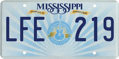 MS license plate LFE219