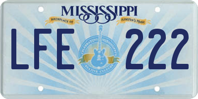 MS license plate LFE222