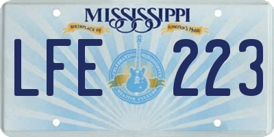 MS license plate LFE223