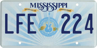 MS license plate LFE224