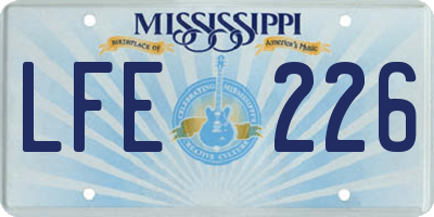 MS license plate LFE226