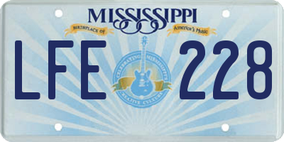 MS license plate LFE228