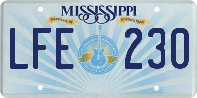 MS license plate LFE230