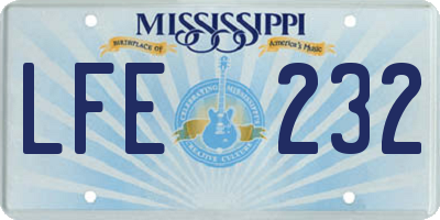 MS license plate LFE232