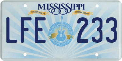 MS license plate LFE233