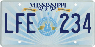 MS license plate LFE234