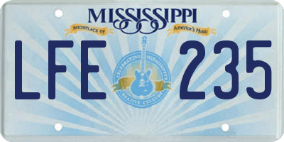 MS license plate LFE235