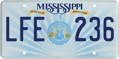 MS license plate LFE236