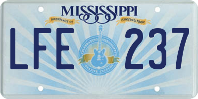 MS license plate LFE237