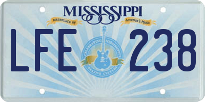 MS license plate LFE238