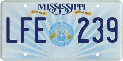 MS license plate LFE239