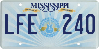MS license plate LFE240