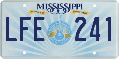 MS license plate LFE241