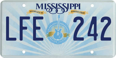 MS license plate LFE242