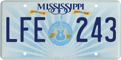 MS license plate LFE243