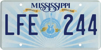 MS license plate LFE244