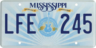 MS license plate LFE245