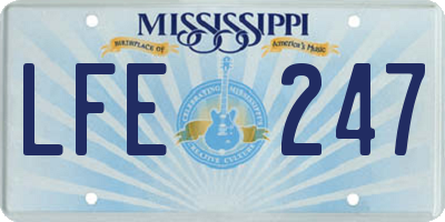 MS license plate LFE247
