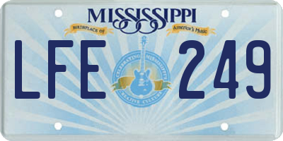 MS license plate LFE249
