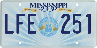 MS license plate LFE251