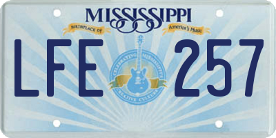 MS license plate LFE257
